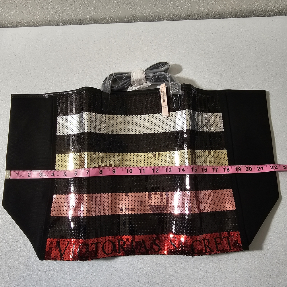 Victoria's Secret Black and Gold Sequin Crossbodt Tote